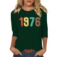thumbnail image 3 of Uootdi Hauts pour Femmes Manches 3/4 Col Ras du Cou 1976 Imprimé Arc-en-Ciel Rétro Coupe Décontractée T-Shirts Nostalgiques pour Escapade d'Été Cadeau, 3 of 5