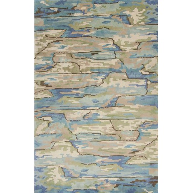 HomeRoots 350134 5 x 8 ft. Wool Beige & Blue Area Rug