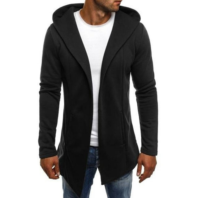 POINTERTECK Trench-Coat à Capuche pour Hommes, Veste Cardigan à Manches Longues