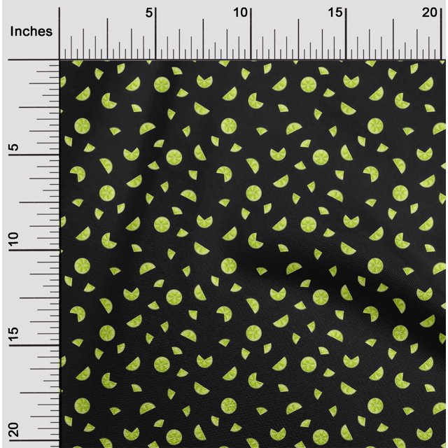 oneOone Polyester Lycra Fabric Lemon Slice Vegetable Printed Craft Fabric BTY 56 Inch Wide