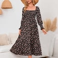 thumbnail image 2 of RKSTN Robe Maxi à Manches Longues pour Femmes, Encolure Carrée, Décontractée, Boutonnée, Bohème, Imprimé Floral, Automne, Longues Robes, 2 of 6
