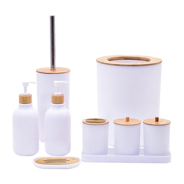 Siruishop Ensemble d'Accessoires de Salle de Bain 9 Pcs Moderne pour Rangement et Organisation de Salle de Bain Salle de Bain Blanc