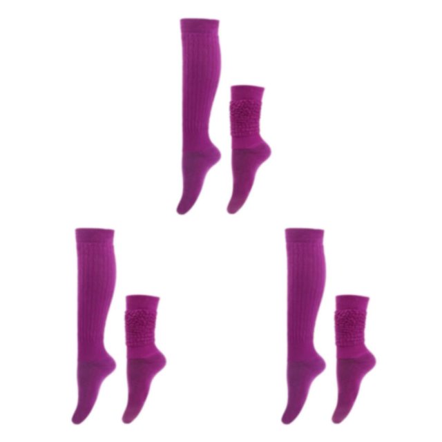 relayinert 2pack/lot Stably Fixed Slouch Socks With No Loose Thread Comfortable To Wear Polyester Polyester Made Breathable Purple 3Set