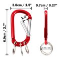 thumbnail image 2 of Unique Bargains Burgundy Aluminum Carabiner Clip Hook w 3 Split Key Ring Chain, 2 of 8