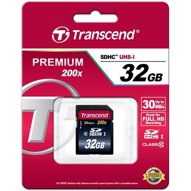 Transcend 32 GB Class 10 SDHC Flash Memory Card (TS32GSDHC10)