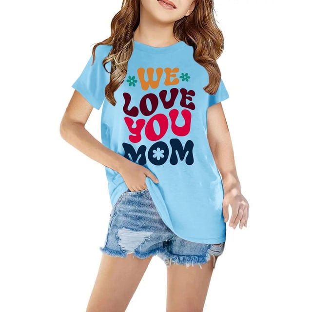 Mefallenssiah T-Shirts pour Enfants Manches Courtes T-Shirt Graphique Col Rond Crop top pour Filles et Garçons de 3 à 14 Ans