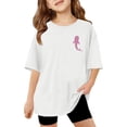 thumbnail image 3 of T-Shirt Décontracté à Manches Courtes pour Filles, Col Rond, Haut Imprimé, Tissu Extensible Confortable pour le Quotidien, l'École et les Activités Extérieures, Âges 3-13, 3 of 6