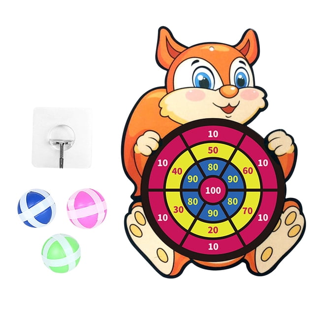 E Squirrel Design Velcro Dart Board Sticky Ball Target Game For Kids Indoor Fun