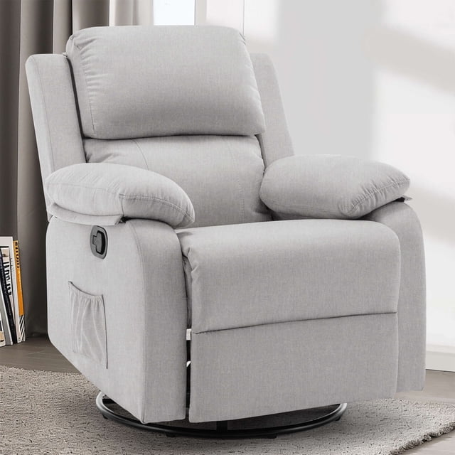 Korser Swivel Rocker Small Recliner Chair for Small Spaces for Living Room,Nursery,Light Grey