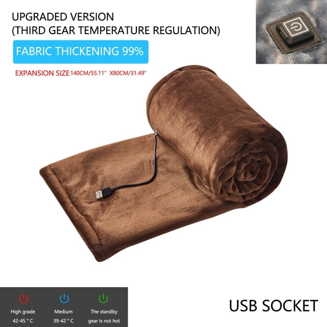 Cagogo under $5 USB Electric Blanket, USB Flannel Heating Blanket, Low Voltage Electric Mattress, Three-Temperature Control, Safe Warm Throw, Portable Bed Warmer