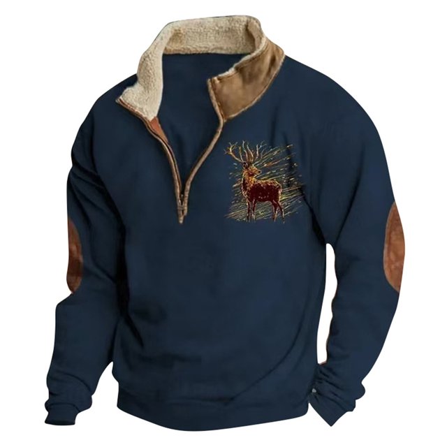 Ediodpoh Chandail Sans Capuche pour Homme Mode Homme Décontracté Relax Confortable à Imprimé Chandail à Manches Longues à Capuche pour un Style Quotidien Chandail Ras du Cou pour Homme Navy_002 m