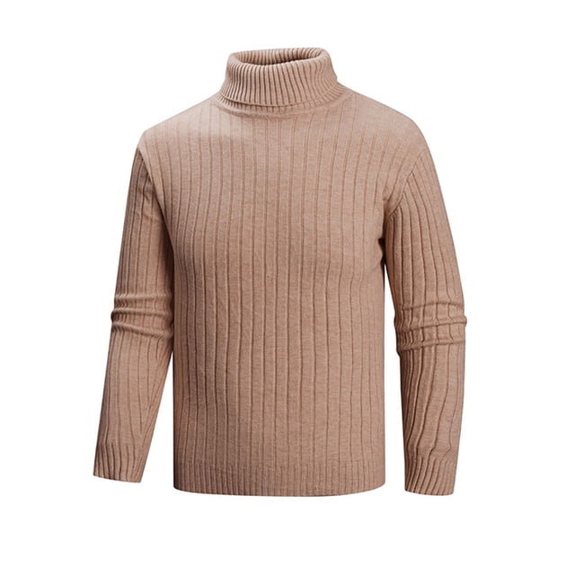 fatyb Chandail pour Hommes à Col Roulé Décontracté Tricoté Extensible à Manches Longues Hauts Chauds d'Automne Hiver pour Hommes