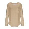 thumbnail image 4 of Yuyuzo Long Sleeve Shirts for Women Crew Neck Casual Basic Tees Soft Loose Solid Color Fall Tops, 4 of 5