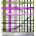 thumbnail image 1 of Soimoi Purple Crepe Silk Fabric Window Pane Check Fabric Prints By Yard 42 Inch Wide, 1 of 3