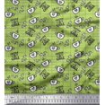 thumbnail image 1 of Soimoi Green polyester Crepe Fabric Coffee & CHill Text Printed Fabric 1 Yard 52 Inch Wide, 1 of 5