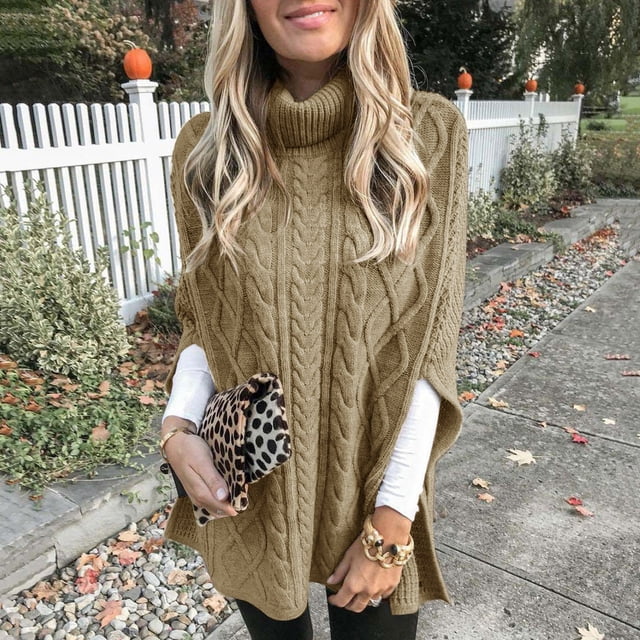 IMENGL Long sleeves plus size sweater dress, Brown L, Size M-2XL