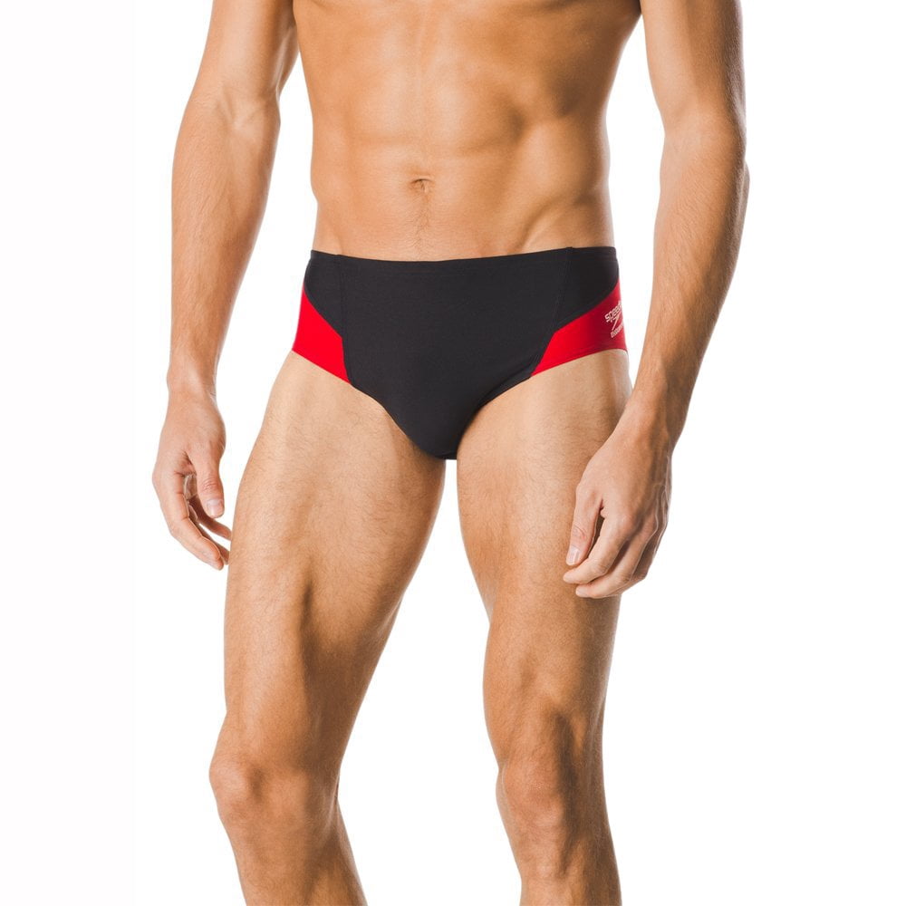 Speedo Spark Splice Brief, Black/Red, 30