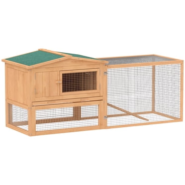 PawHut Rabbit Hutch Chicken Coop Wooden with Run