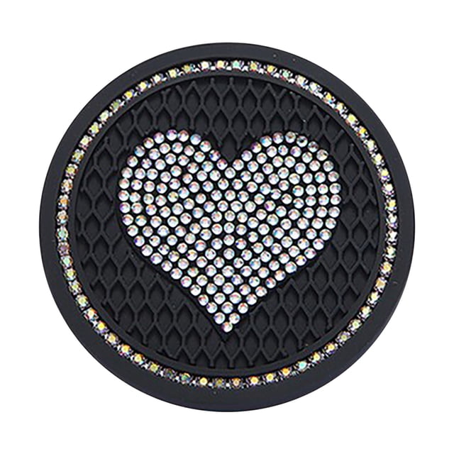 Crystal Rhinestone Car Cup Coaster with Non-Slip Base, Decorative Holder for Beverages, Fits 2.76-Inch Vehicle Cup Holders