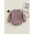 thumbnail image 4 of Faithtur Infant Baby Fall Romper, Long Sleeve Round Neck Letter Embroidery One-Piece Bodysuit, 4 of 8