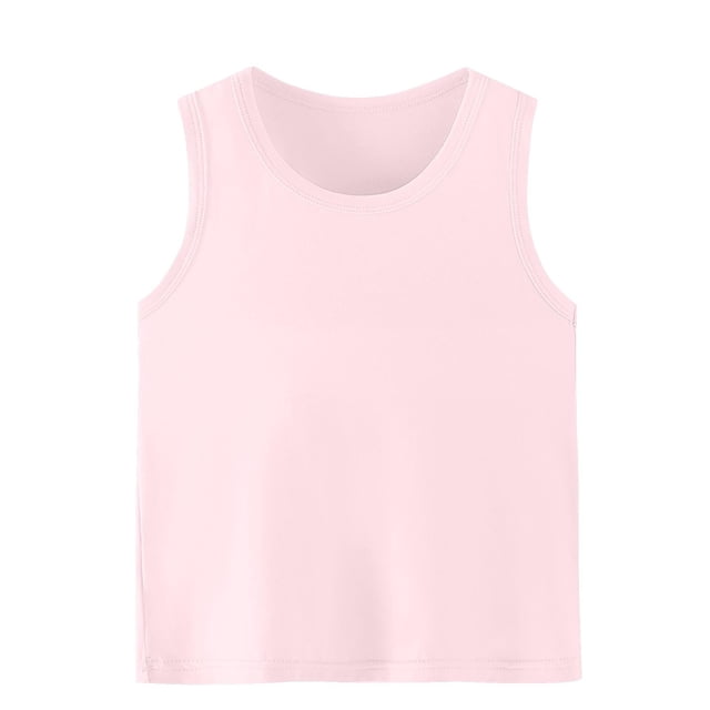 SROBPTY T-Shirts Garçons Filles, T-Shirt de Base pour Enfants Uni à Col Rond d'Été Décontracté Confortable et Respirant Rose 14 Ans