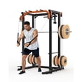 thumbnail image 1 of Power Cage Squat Rack with Cable Crossover System – 2000LBS Capacity, LAT Pull-Down & Pulley System, 84''H x 48''W x 72''L, Orange & Black Home Gym Equipment for Strength Training (1-Piece), 1 of 6