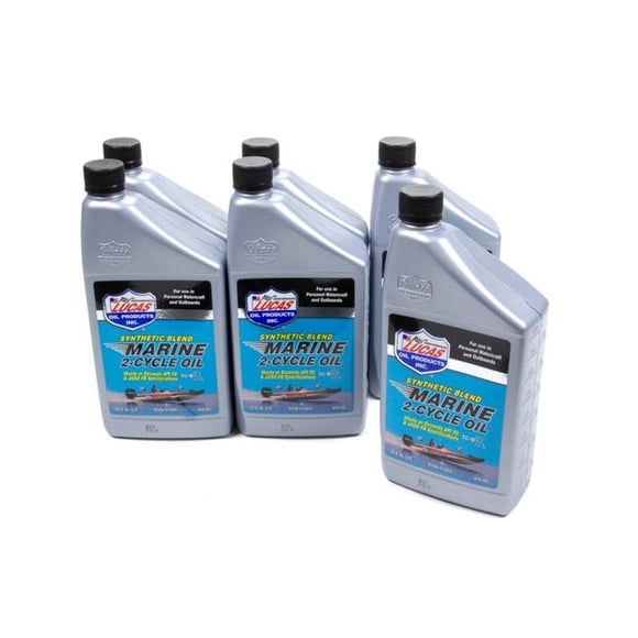 Lucas Oil 10860-6 Mélange Synthétique d'Huile Marine à 2 Cycles de 1 qt, Caisse de 6