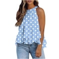 thumbnail image 1 of Weiqiqre Women's Tops Adjustable Tie Neckline Ruffle Hem Sleeveless Flowy Halter Tops, 1 of 6