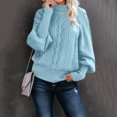 thumbnail image 3 of Ladies Mid Neck Sweater Trendy Sweaters Loose Long Sleeve Knit Light Weight Sweater Solid Color Sweater Pullover Women's Pullover Sweaters Plus Size Top, 3 of 6