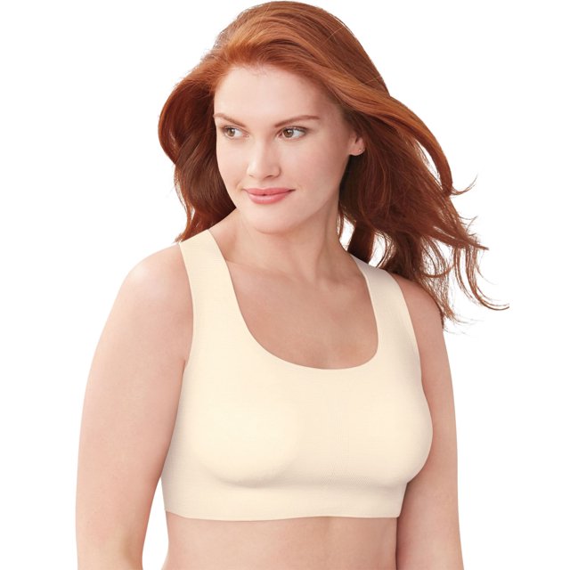 Bali Womens Comfort Revolution EasyLite Seamless Wirefree Bra, L, Light Beige