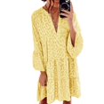 thumbnail image 1 of U.Vomade Nouvelle Robe Mini Ample Léopard Femme Décontractée Rose Col en V Manches à Volants Jupe Chemise de Fête Femme Plage Robe Bohème, 1 of 4