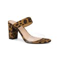 thumbnail image 1 of BLISSFUL STEP Women's Dual Clear Strap Chunky Heel Mules Slides Sandals Leopard 8, 1 of 7
