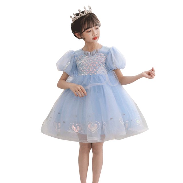 KAWELL Robe Bouffante en Tulle à Paillettes pour Filles, Princesse, Concours, Fête d'Anniversaire, Mariage, Robe de Soirée Formelle pour 2-8 Ans