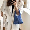 thumbnail image 1 of Cotton Thread Handbags Straw Woven Hollow Net Shopping Beach Vacation Purses, 1 of 8