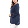 thumbnail image 4 of GRACE & GRANDEUR Hauts Décontractés Unis à Manches Raglan pour Femmes Grande Taille Bleu 4X, 4 of 8