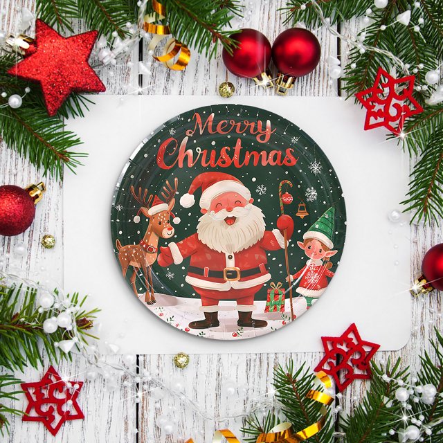 Dvkptbk disposable tableware 30pcs Christmas Theme Party Tableware Set Disposable Decorative Paper Tableware Kitchen Appliances Christmas Decorations