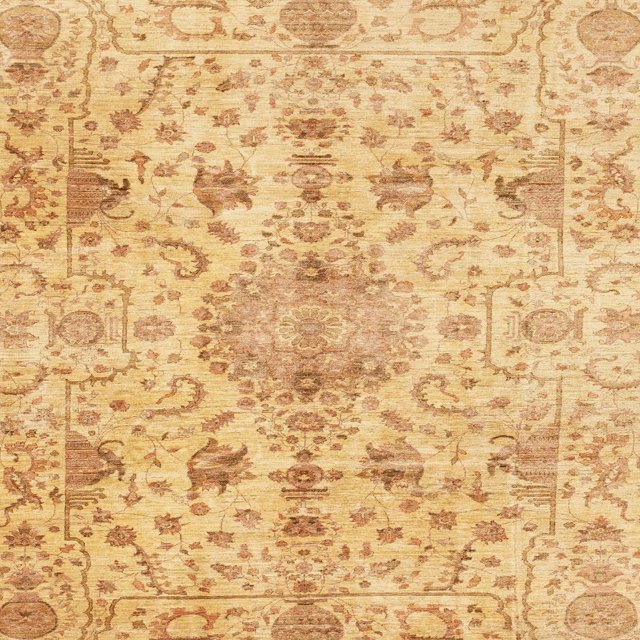 Ahgly Company Indoor Square Abstract Chrome Gold Yellow Oriental Area Rugs, 5' Square