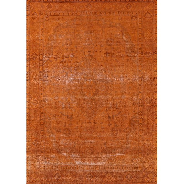 Ahgly Company Machine Washable Indoor Rectangle Industrial Modern OrangeRed Orange Area Rugs, 6' x 9'