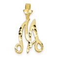thumbnail image 1 of Diamond2Deal 10K Yellow Gold Grooved Letter M Initial Pendant for Women, 1 of 5