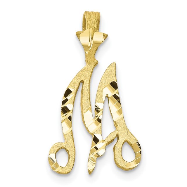 Diamond2Deal 10K Yellow Gold Grooved Letter M Initial Pendant for Women