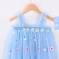 thumbnail image 4 of JDQJBZ Robe Sans Manches pour Filles, Tutu en Maille à Fleurs Brodées, Tenue de Fête pour 1 à 7 Ans, 4 of 5