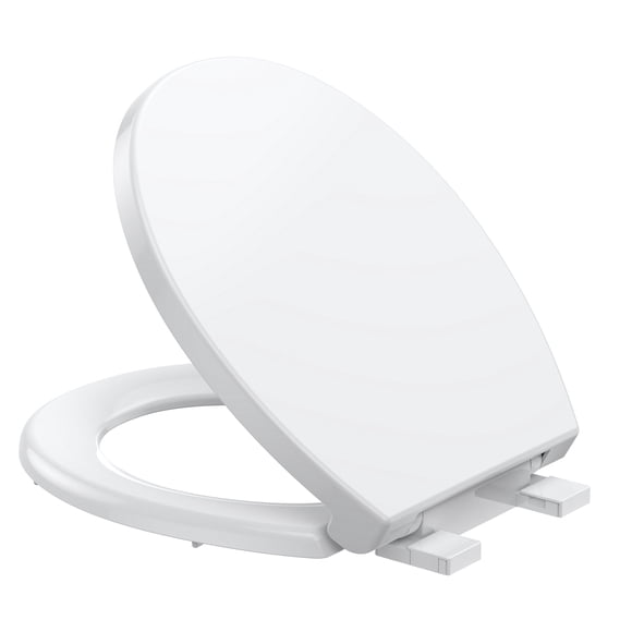 CazToi 17" Elongated Toilet Seat with Soft Close & Quick-Release with Grip-Tight Bumpers Easy Install & Clean