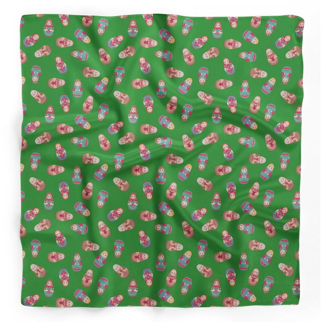 Bimba Green Russian Doll Mix Pure Silk Printed Head Bandanas Summer Neck Wrap Scarf 40 x 80 Inches