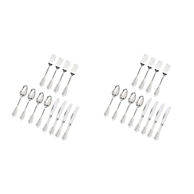 Thinsony Stylish Premium Plastic Forks Spoons and for Party Decor Silverware Silver 18.5cm 2Set