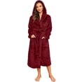 thumbnail image 1 of HEARTNICE Womens Hooded Fleece Robe, Long Fluffy Thick Warm Plush Bathrobe,(Dark Purple,L-XL), 1 of 5