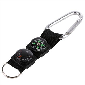 Baverta Mini thermomètre Boussole - thermomètre Multifonction Boussole Porte-clés thermomètre extérieur Portable Boussole pour Camping randonnée