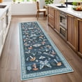 thumbnail image 3 of Garvee 2'x6' Modern Insect Floral Print Runner Rug, Mushroom Washable Rugs Indoor Carpet With Non-Slip Backing For Hallway Bedroom Kitchen, Blue, 3 of 7