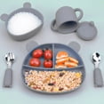 thumbnail image 1 of 5Pcs Baby Feeding Set with Bowl/Plate/Cup/Spoon/Folk Food-Grade Silicone Baby, 1 of 7