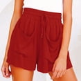 thumbnail image 1 of CEHVOM Womens Drawstring Cotton And Linen Elastic Waist Pocket Solid Shorts Pants, 1 of 4