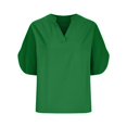 thumbnail image 1 of Ashirexll Hauts pour Femmes Tendance, Haut Décontracté Uni à Manches Courtes et Col en V, 1 of 6